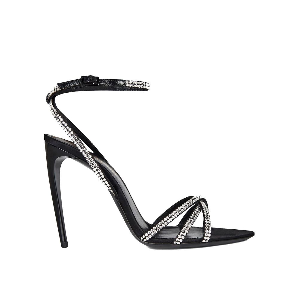 Saint Laurent Black Silk Stiletto Heel Sandals Saint Laurent