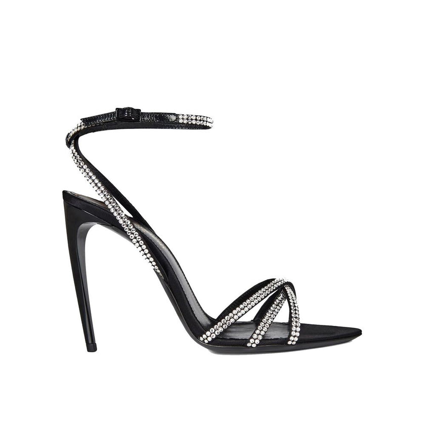Saint Laurent Black Silk Stiletto Heel Sandals Saint Laurent