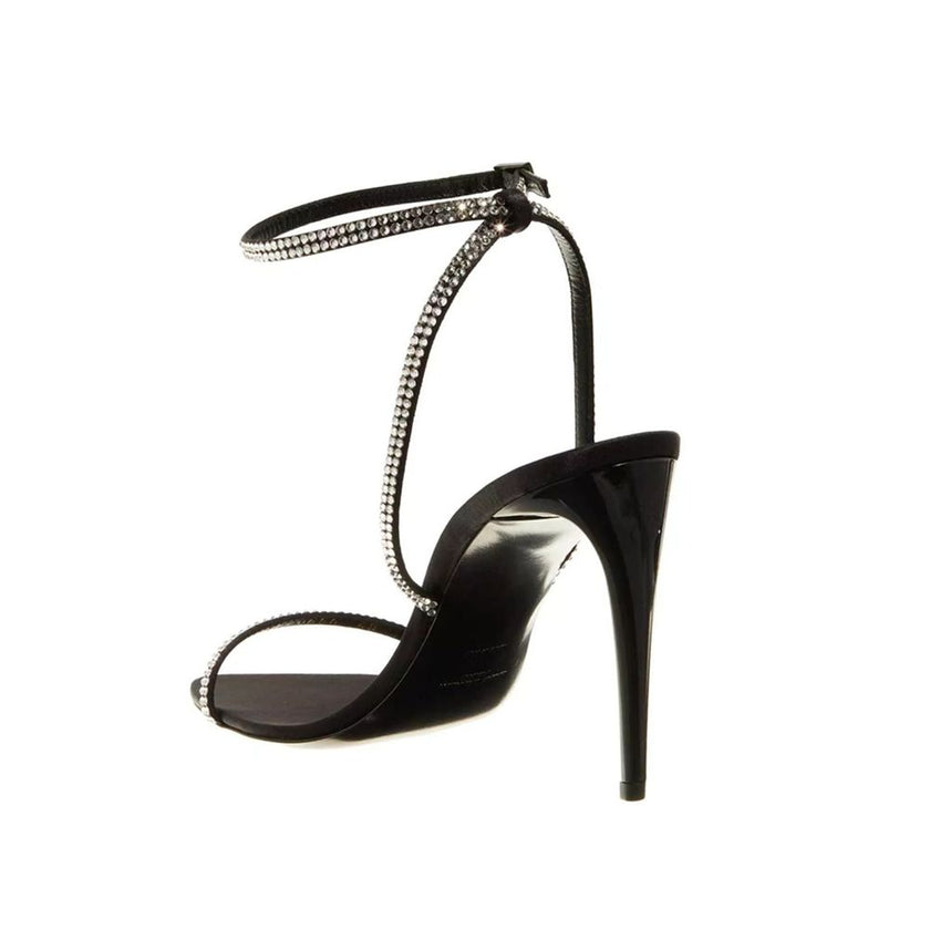 Saint Laurent Black Silk Stiletto Heel Sandals Saint Laurent