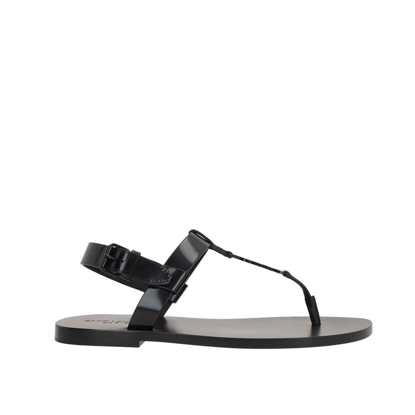 Saint Laurent Black Calfskin Flat Sandals Saint Laurent