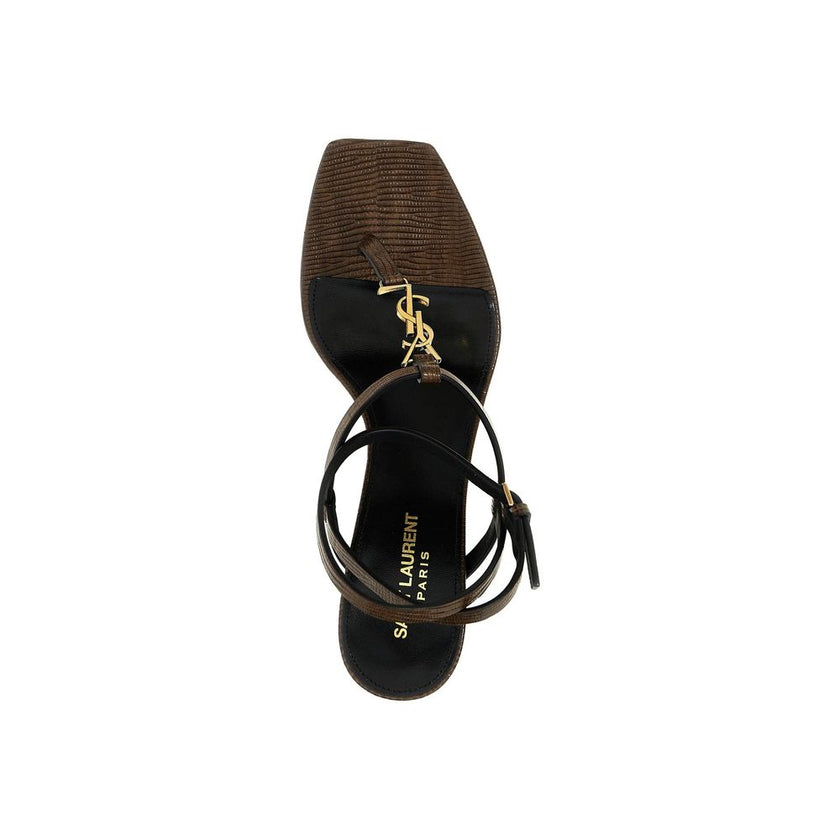 Saint Laurent Brown Calfskin Flat Sandals Saint Laurent