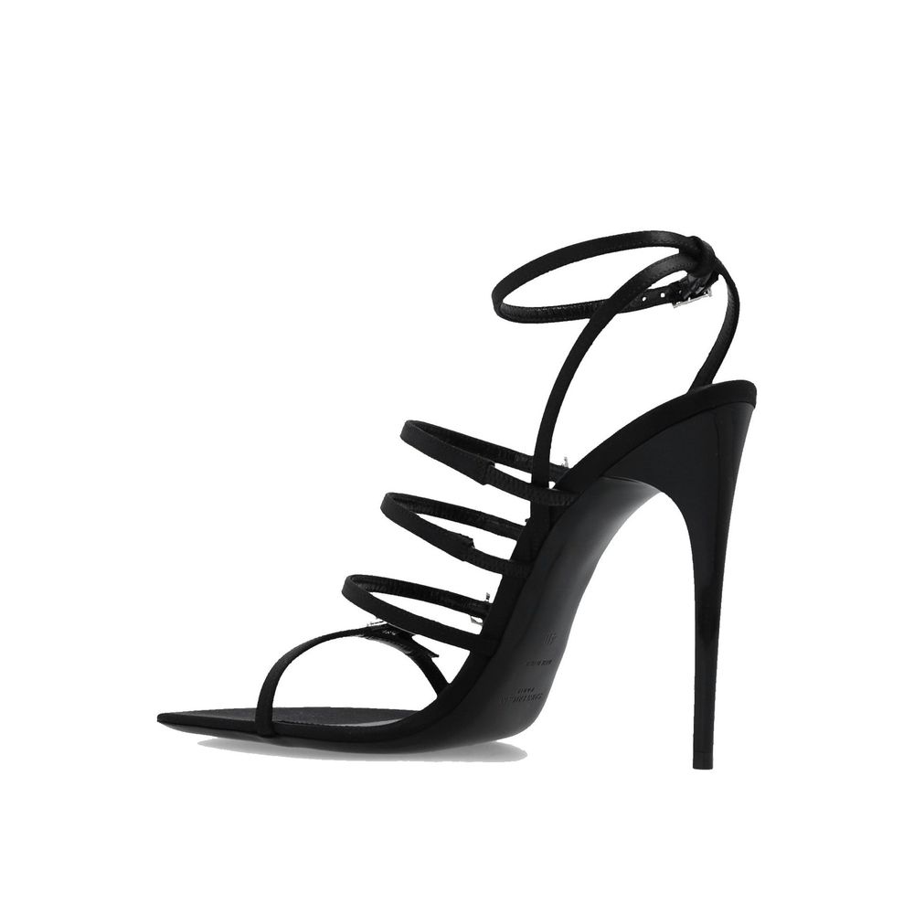 Saint Laurent Black Silk Stiletto Heel Sandals Saint Laurent