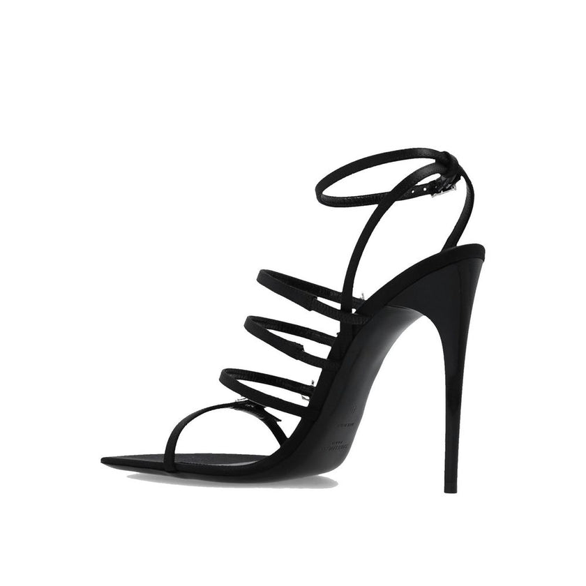Saint Laurent Black Silk Stiletto Heel Sandals Saint Laurent