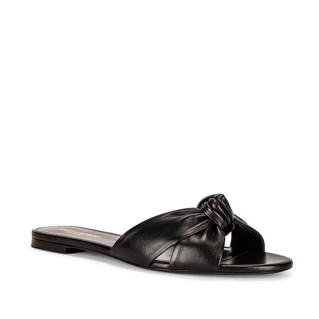 Saint Laurent Black Calfskin Slides Saint Laurent
