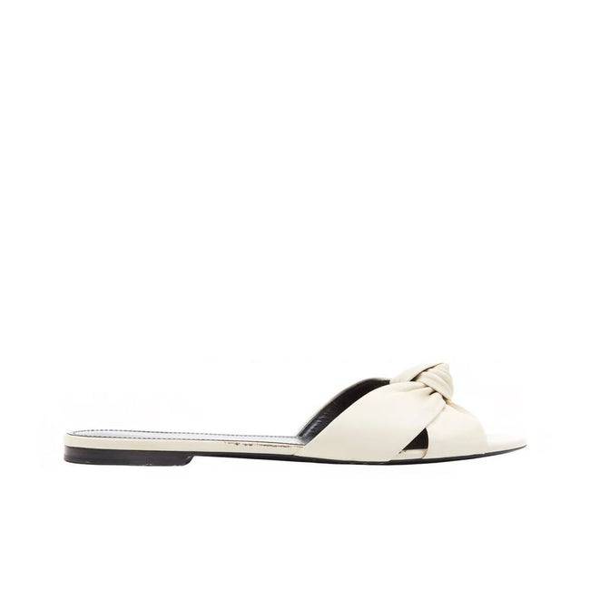 Saint Laurent White Calfskin Slides Saint Laurent