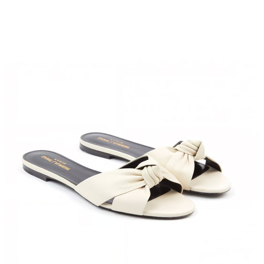 Saint Laurent White Calfskin Slides Saint Laurent