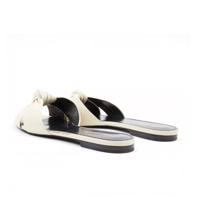 Saint Laurent White Calfskin Slides Saint Laurent