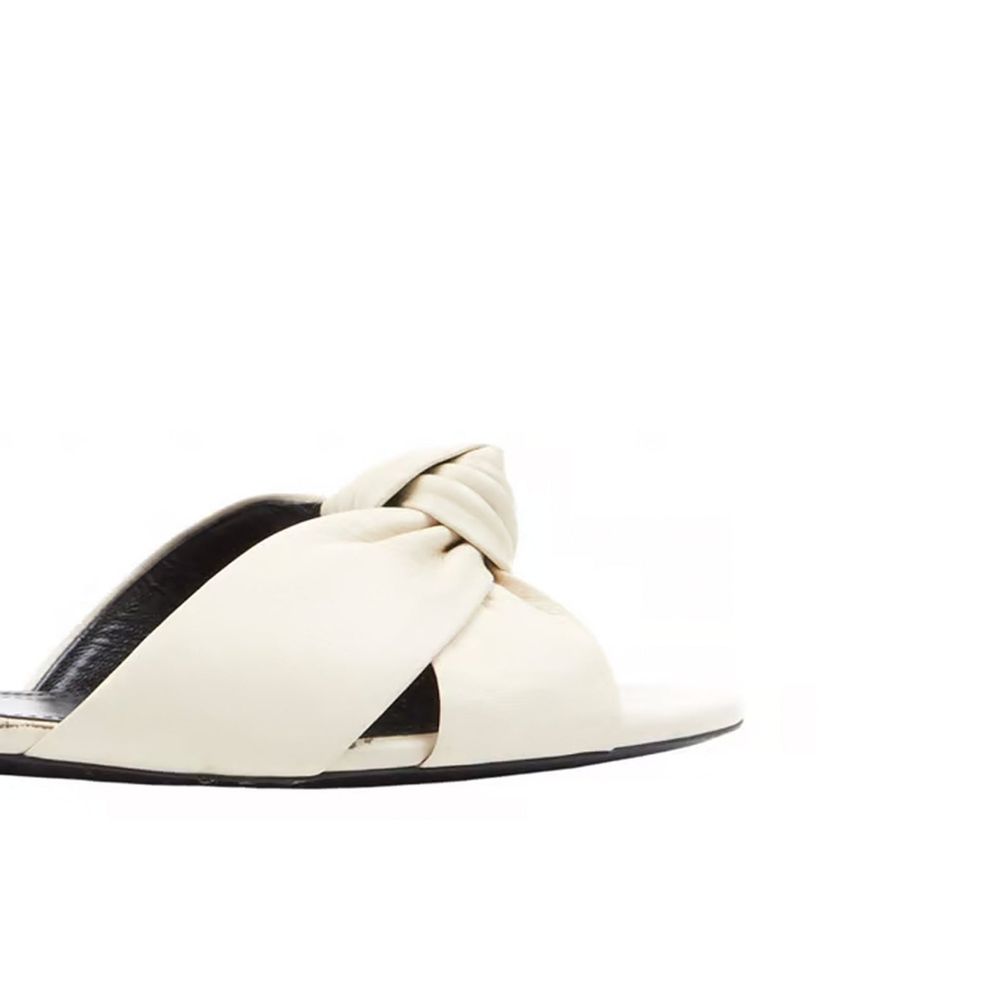Saint Laurent White Calfskin Slides Saint Laurent