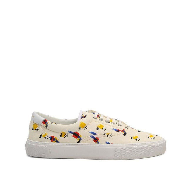 Saint Laurent White Canvas Low Top Sneakers Saint Laurent