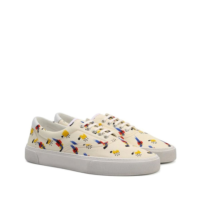 Saint Laurent White Canvas Low Top Sneakers Saint Laurent