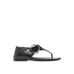 Saint Laurent Black Calfskin Flat Sandals Saint Laurent