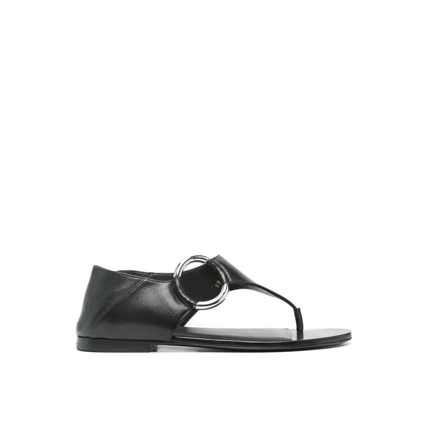 Saint Laurent Black Calfskin Flat Sandals Saint Laurent