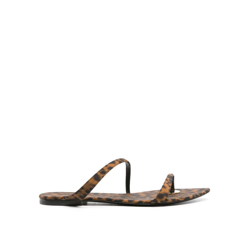 Saint Laurent Brown Fabric Flat Sandals Saint Laurent