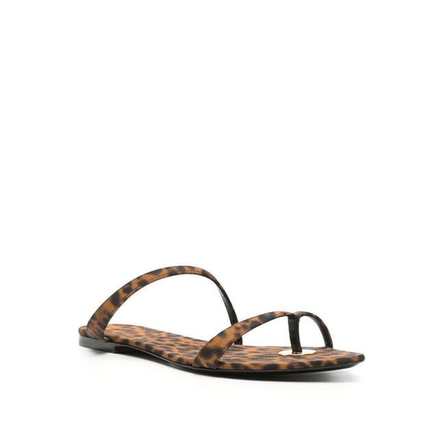 Saint Laurent Brown Fabric Flat Sandals Saint Laurent