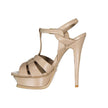 Saint Laurent Beige Calfskin Platform Sandals Saint Laurent