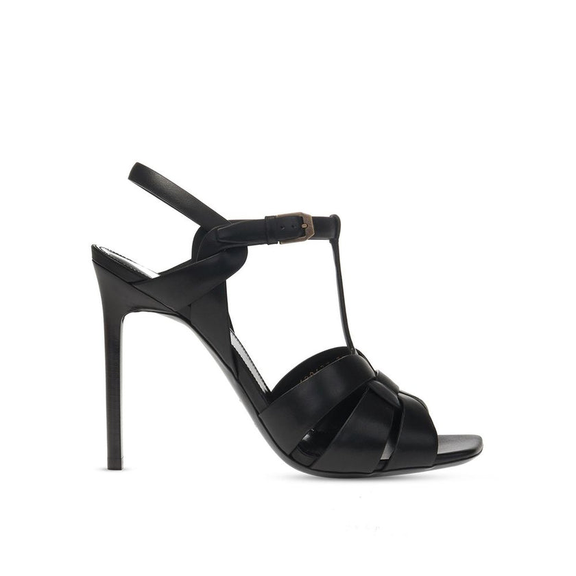 Saint Laurent Black Calfskin Stiletto Heel Sandals Saint Laurent