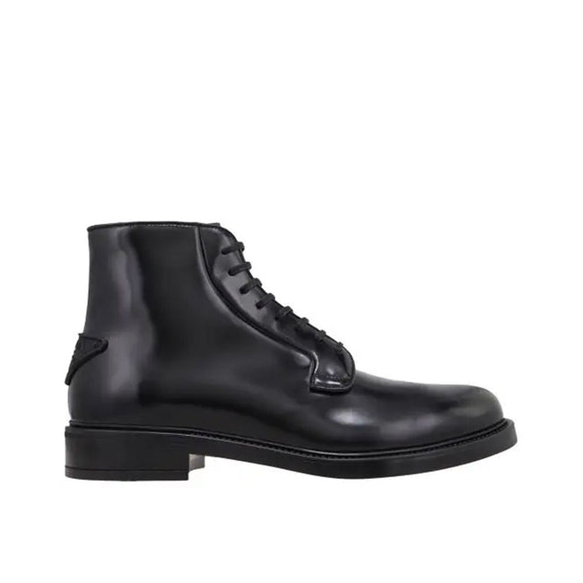 Prada Black Calfskin Lace-Up Boots Prada