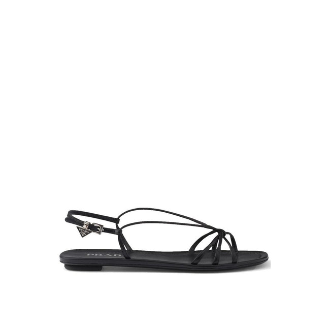 Prada Black Calfskin Strap-On Sandals Prada