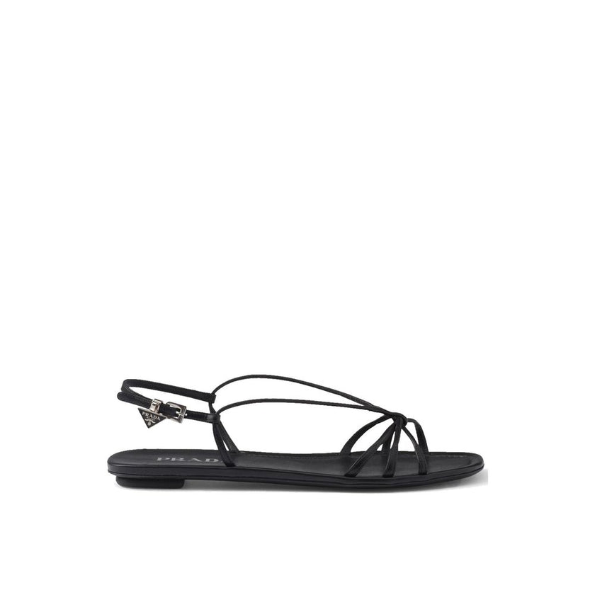 Prada Black Calfskin Strap-On Sandals Prada