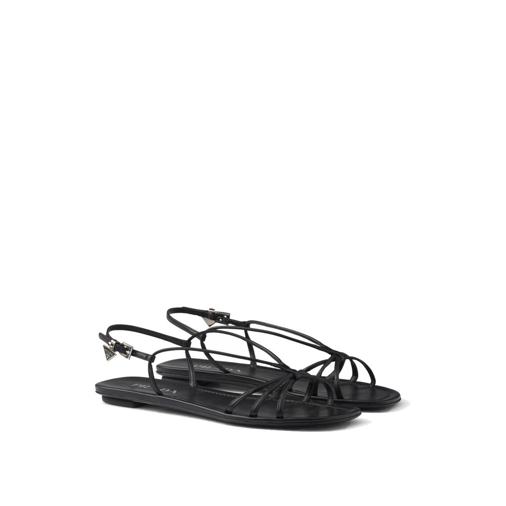 Prada Black Calfskin Strap-On Sandals Prada