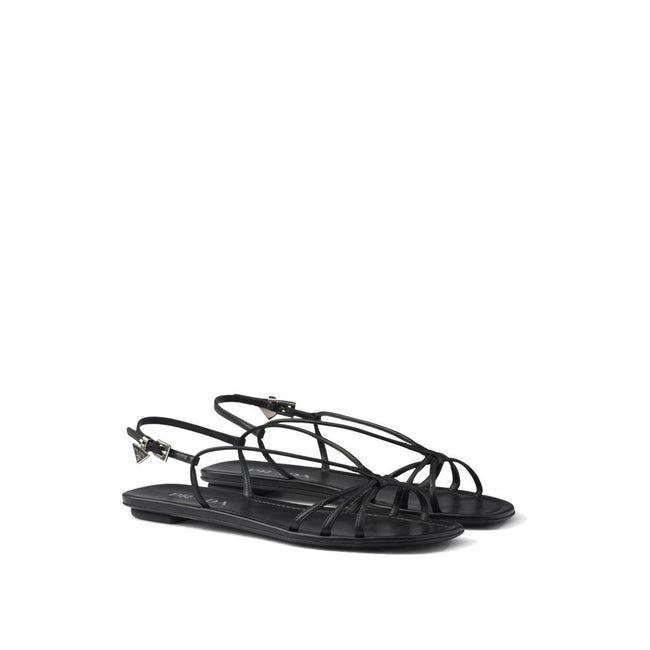 Prada Black Calfskin Strap-On Sandals Prada