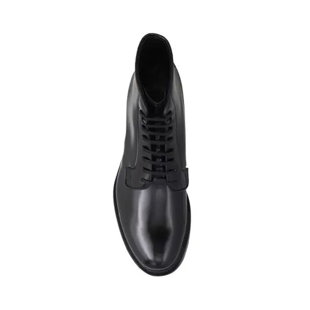 Prada Black Calfskin Lace-Up Boots Prada