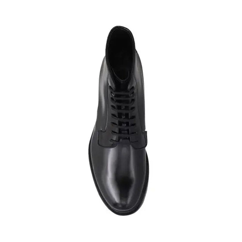 Prada Black Calfskin Lace-Up Boots Prada