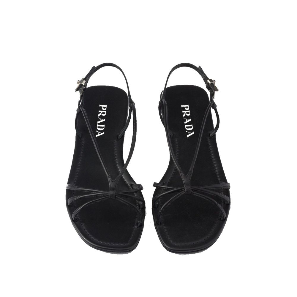 Prada Black Calfskin Strap-On Sandals Prada