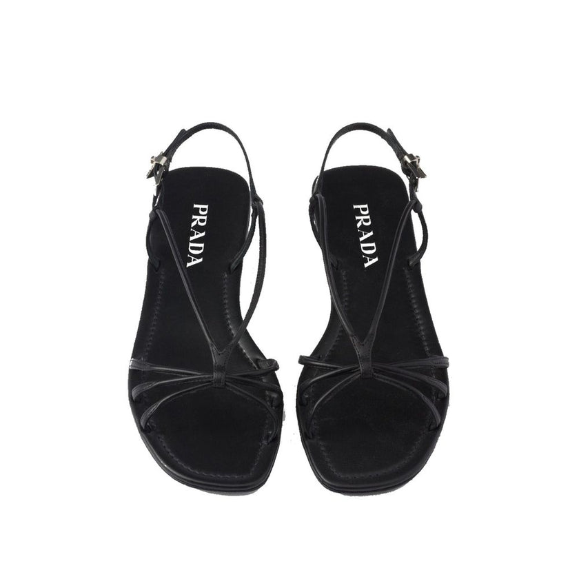 Prada Black Calfskin Strap-On Sandals Prada