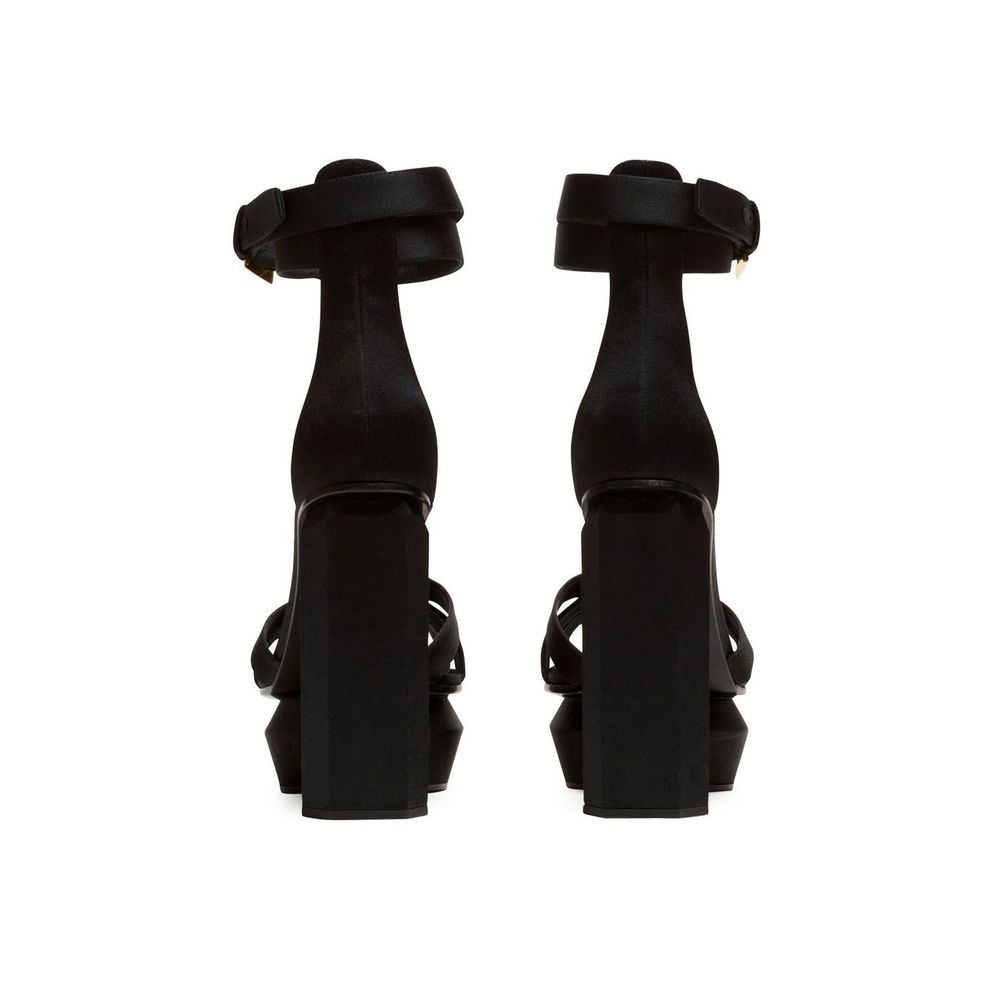 Balmain Black Silk Platform Sandals Balmain
