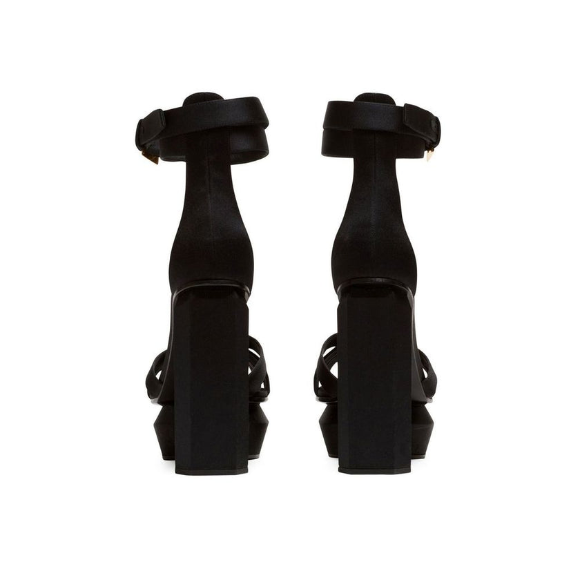 Balmain Black Silk Platform Sandals Balmain