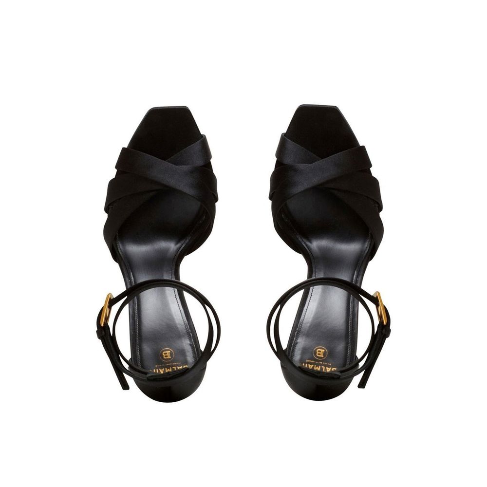 Balmain Black Silk Platform Sandals Balmain