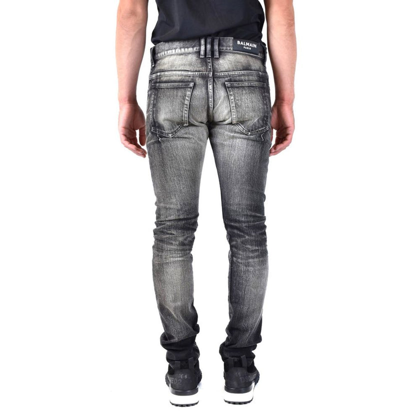 Balmain Black Cotton Skinny Jeans Balmain