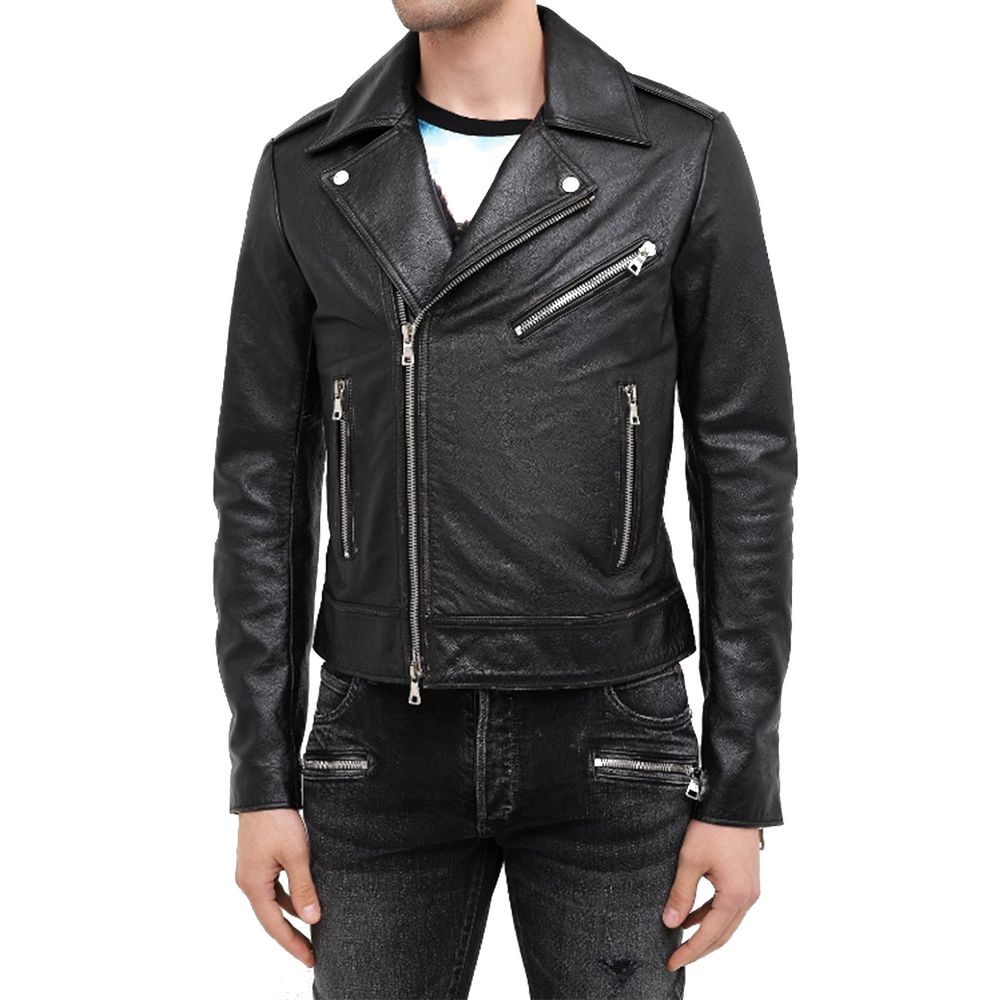 Balmain Black Leather Biker Jacket Balmain
