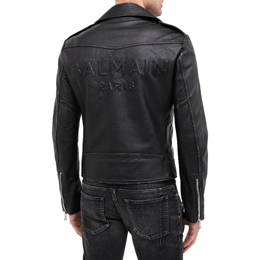 Balmain Black Leather Biker Jacket Balmain