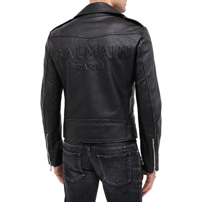 Balmain Black Leather Biker Jacket Balmain