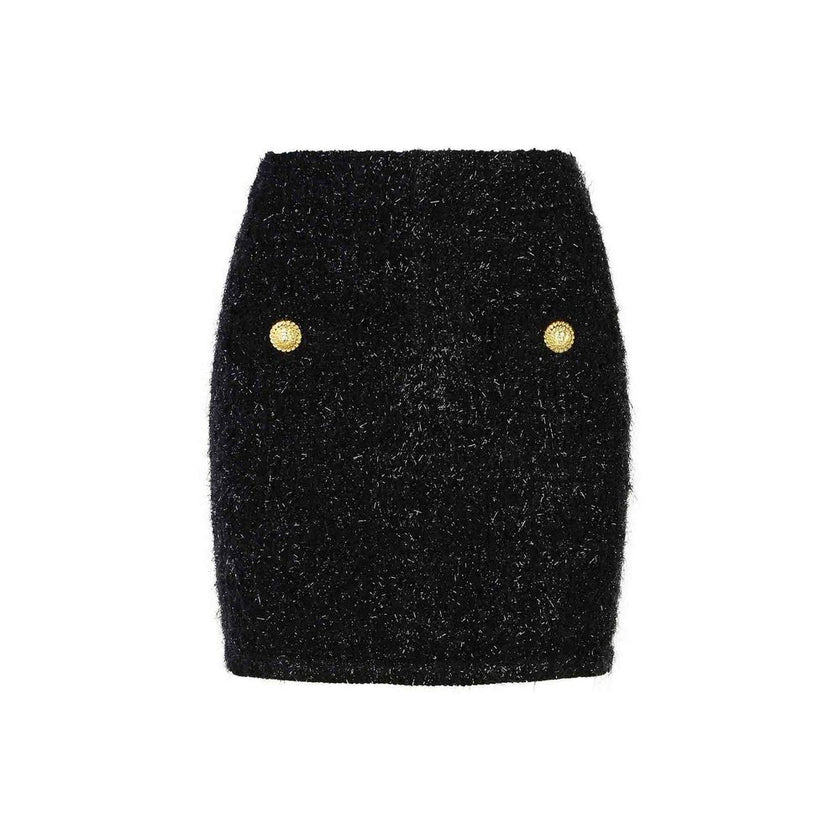 Balmain Black Cotton Mini Skirt Balmain