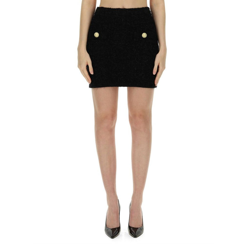 Balmain Black Cotton Mini Skirt Balmain