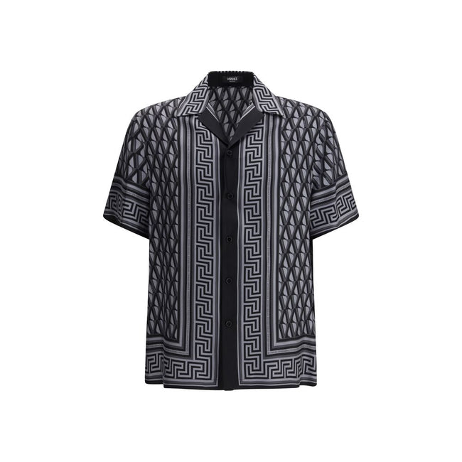 Versace Gray Silk Pattern Shirt Versace
