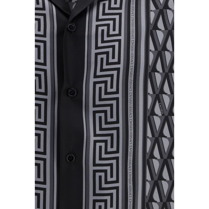 Versace Gray Silk Pattern Shirt Versace