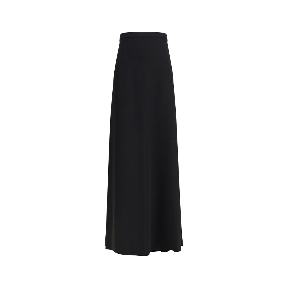 Valentino Black Silk Long Skirt Valentino