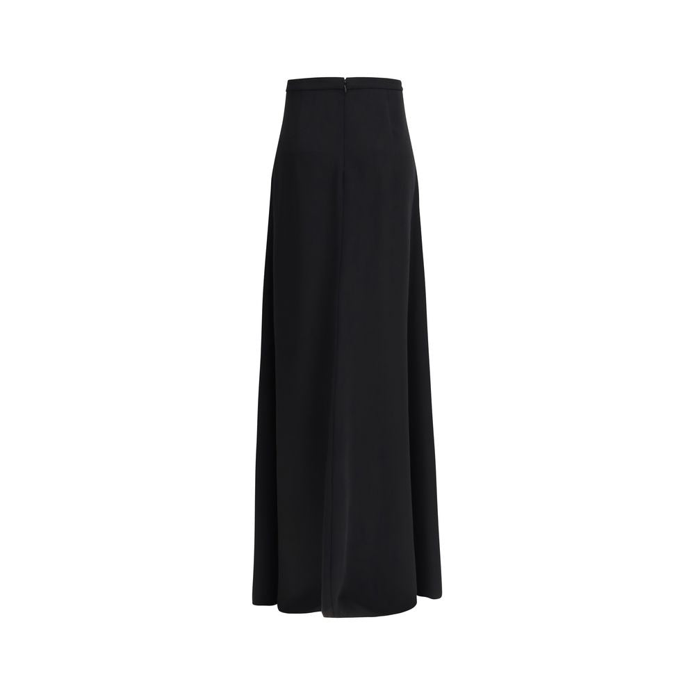 Valentino Black Silk Long Skirt Valentino
