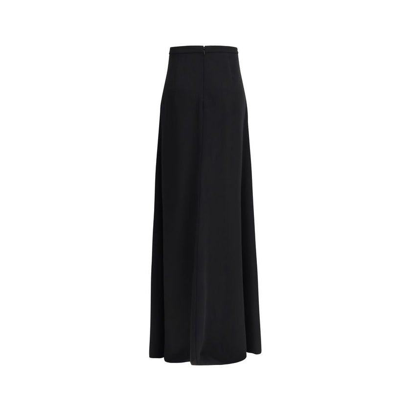 Valentino Black Silk Long Skirt Valentino