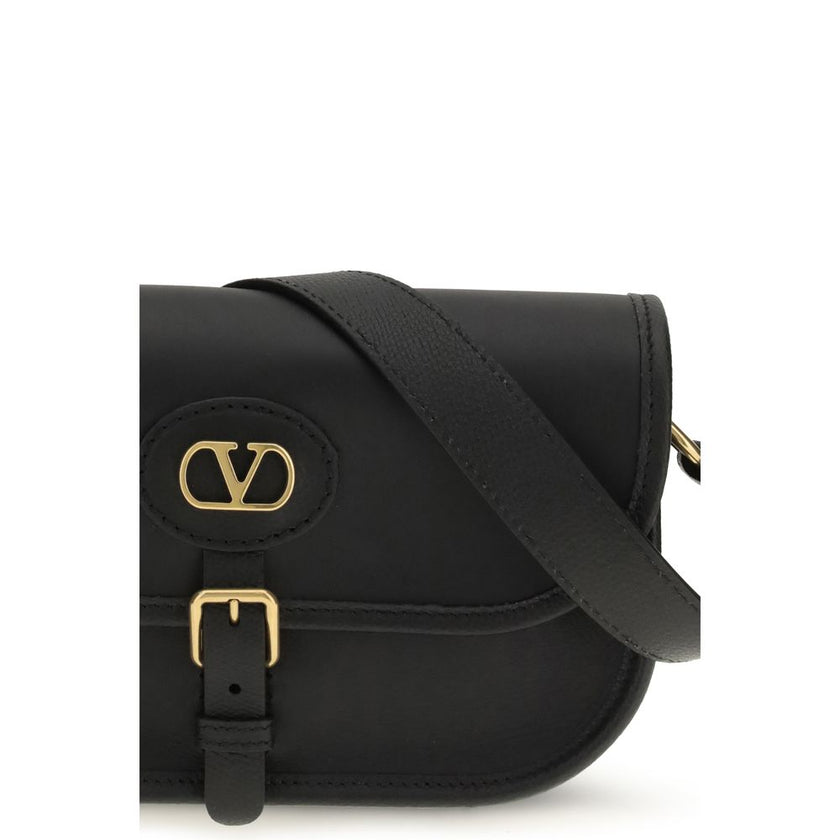 Valentino Garavani Black Calf Leather Bos Taurus Shoulder Bag Valentino Garavani
