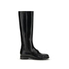 Prada Black Calf Leather Bos Taurus Flat Boots Prada
