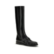 Prada Black Calf Leather Bos Taurus Flat Boots Prada