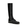 Prada Black Calf Leather Bos Taurus Flat Boots Prada