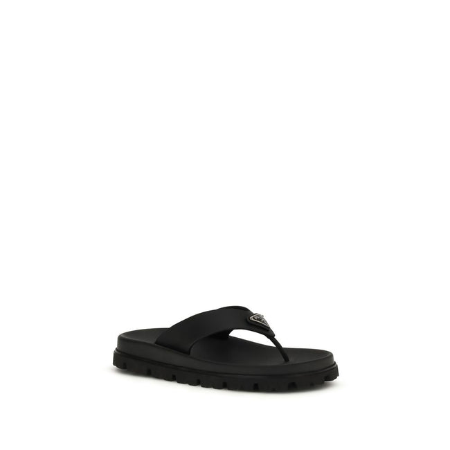 Prada Black Rubber Flip-Flop Sandals Prada