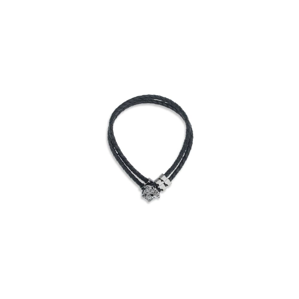 Versace Black Calf Leather Bos Taurus Bracelet Versace