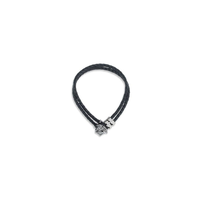 Versace Black Calf Leather Bos Taurus Bracelet Versace